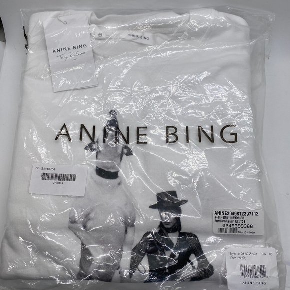 Anine Bing Ramona White Sweatshirt Terry O'Neill Sz Xs NWT - Picture 3 of 3